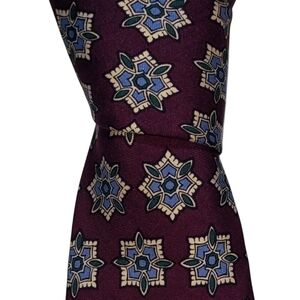 Vintage Polo Ralph Lauren Silk Necktie Mens Purple Medallion Designer Tie